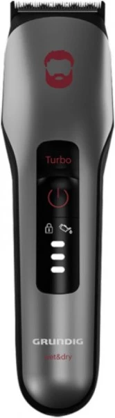 Grundig MC 8030 ProClub Bart-/Haarschneider Dunkles Mattchrom/ Rot