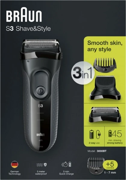 Braun 3000BT Shave&Style Series 3 Rasierer Schwarz â Bild 3