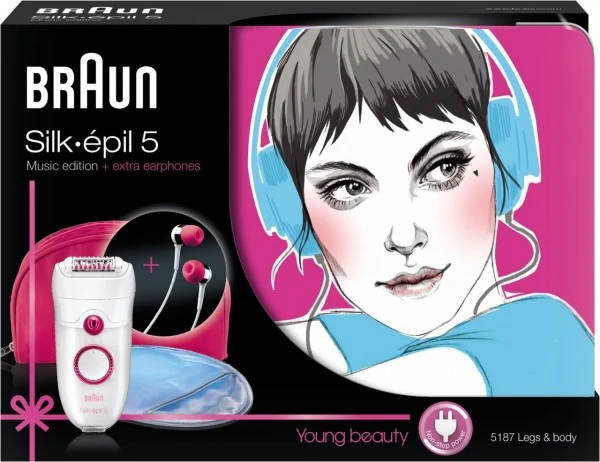 Braun 5187 Silk-épil 5 Epilierer + Kopfhörer Weiß