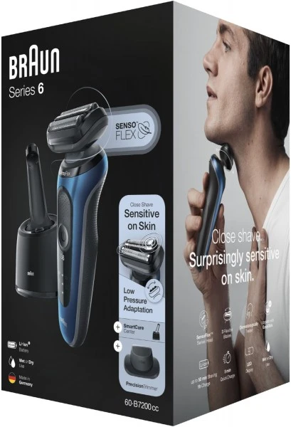 Braun 60-B7200cc Series 6 Rasierer Schwarz/blau