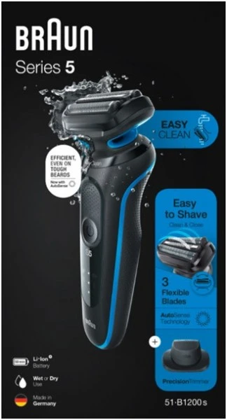 Braun 51-B1200S Series 5 Trocken-Nass Rasierer Schwarz/blau