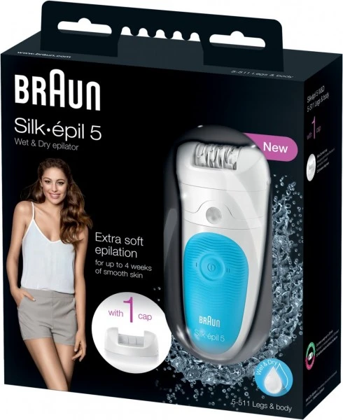 Braun Silk-Ă©pil 5 5-511 Kabelloser Wet & Dry Epilierer Mit Einem Aufsatz Blau â Bild 2