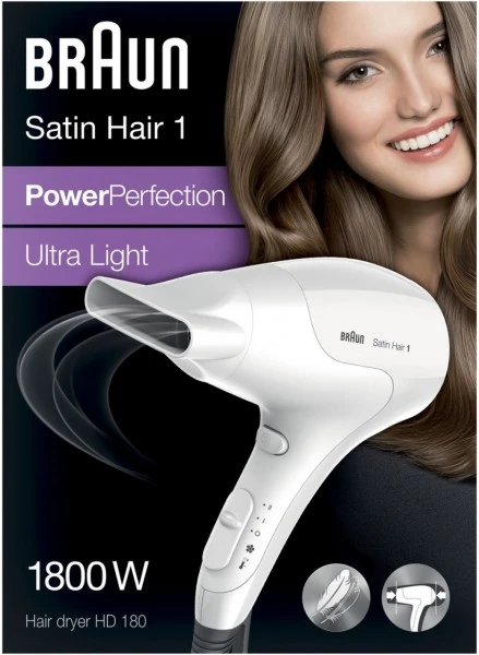 Braun HD180 PowerPerfection Satin Hair 1 Haartrockner Weiß – Bild 4