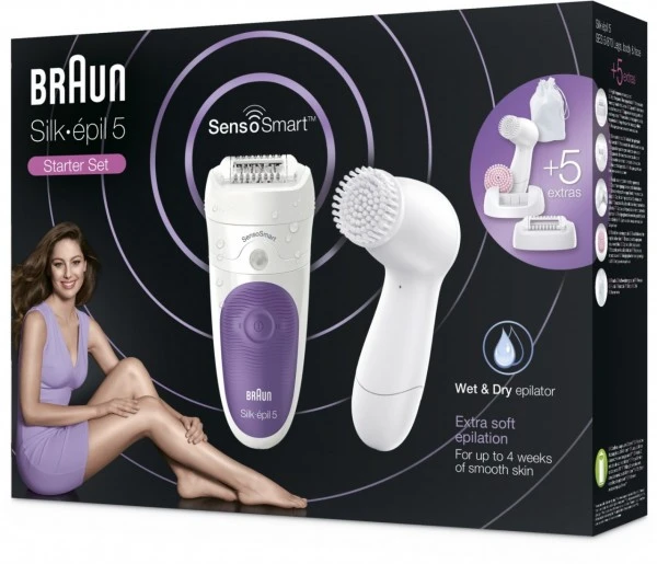 Braun 5-870 Silk-epil SkinSpa SensoSmart Epilierer Weiß/lila – Bild 4