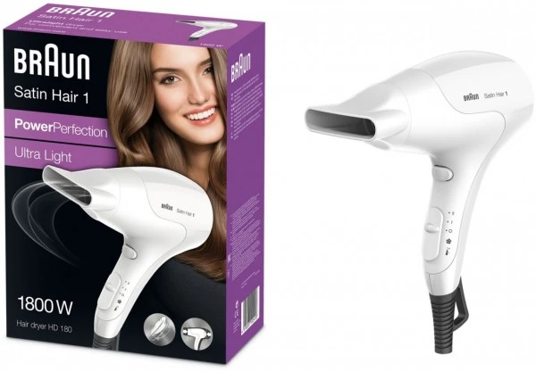 Braun HD180 PowerPerfection Satin Hair 1 Haartrockner Weiß – Bild 3