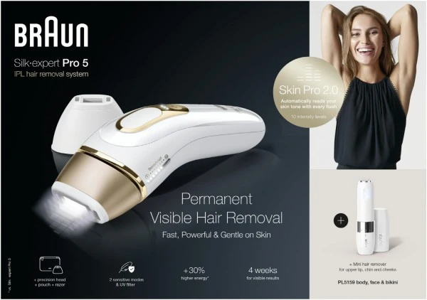 Braun PL5159 Silk-expert Pro 5 IPL Haarentfernungssystem WeiĂ/gold â Bild 2